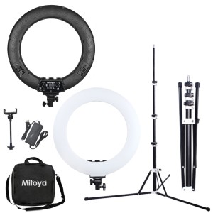 ZESTAW PIERŚCIENIOWA LAMPA LED + STATYW  - MITOYA LED RING RL-480L 45 [cm] 3000-6000K Z POKROWCEM + UCHWYT NA TELEFON + STATYW YOGA 200 [cm] MAX 3KG (MTYB4) | TEL: 666 987 896 | POLSKA DYSTRYBUCJA - GWARANCJA PRODUCENTA