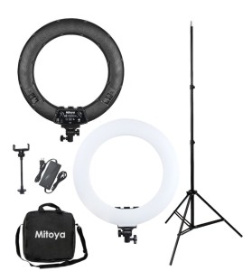 ZESTAW PIERŚCIENIOWA LAMPA LED + STATYW  - MITOYA LED RING RL-480L 45 [cm] 3000-6000K Z POKROWCEM + UCHWYT NA TELEFON + STATYW OŚWIETLENIOWY 75-230CM MAX 2,5KG | TEL: 666 987 896 | POLSKA DYSTRYBUCJA - GWARANCJA PRODUCENTA