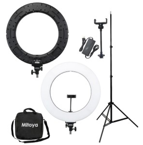 ZESTAW PIERŚCIENIOWA LAMPA LED + STATYW  - MITOYA LED RING RL-480 45 [cm] 3000-6000K Z POKROWCEM + UCHWYT NA TELEFON (RL-480CLED) + STATYW OŚWIETLENIOWY 75-230CM | TEL: 666 987 896 | POLSKA DYSTRYBUCJA - GWARANCJA PRODUCENTA