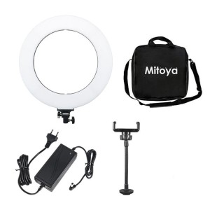 ZESTAW PIERŚCIENIOWA LAMPA LED + STATYW  - MITOYA LED RING RL-480 45 [cm] 3000-6000K Z POKROWCEM + UCHWYT NA TELEFON (RL-480CLED) + STATYW OŚWIETLENIOWY 70-215CM | TEL: 666 987 896 | POLSKA DYSTRYBUCJA - GWARANCJA PRODUCENTA