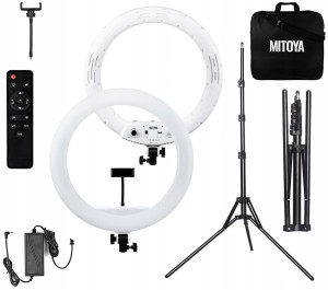 ZESTAW LAMPA PIERSCIENIOWA + STATYW - MITOYA MTY-18C 45 [cm] 2700 - 6500K + UCHWYT NA TELEFON + PILOT + STATYW 185 [cm] F-200 | TEL: 666 987 896 | WPISZ TYLKO KOD "RABAT-10" I KUP O 10,00 ZŁ TANIEJ | POLSKA DYSTRYBUCJA - GWARANCJA PRODUCENTA
