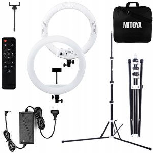 ZESTAW LAMPA PIERSCIENIOWA + STATYW - MITOYA MTY-18C 45 [cm] 2700 - 6500K + UCHWYT NA TELEFON + PILOT + STATYW 200 [cm] YOGA | TEL: 666 987 896 | POLSKA DYSTRYBUCJA - GWARANCJA PRODUCENTA